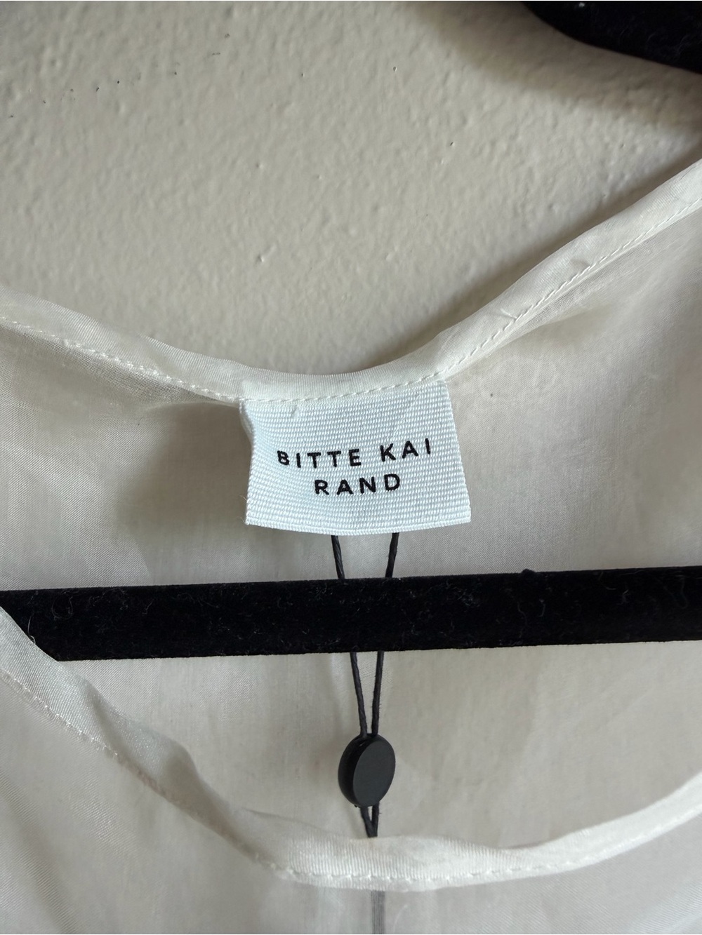 NWT Bitte Kai Rand Sheer 100% Silk Ivory Short Sleeve Top with Graphic - Picture 4 of 7